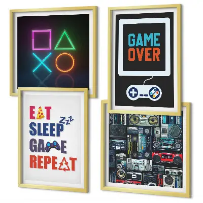 Set of 4 wall art pieces entertainment themed
