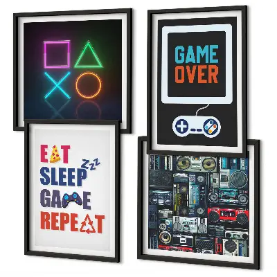 Set of 4 wall art pieces entertainment themed