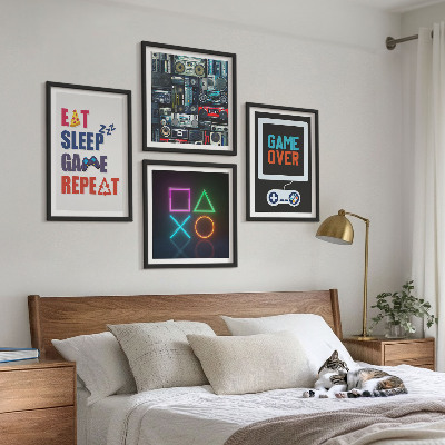 Set of 4 wall art pieces Player entertainment subtitles