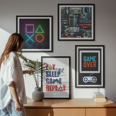 Set of 4 wall art pieces Player entertainment subtitles
