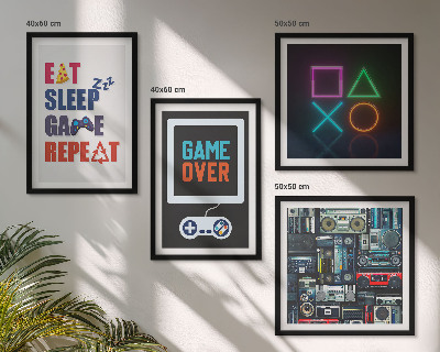 Set of 4 wall art pieces Player entertainment subtitles