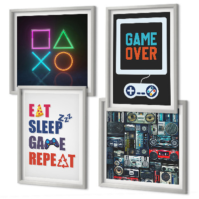 Set of 4 wall art pieces Player entertainment subtitles