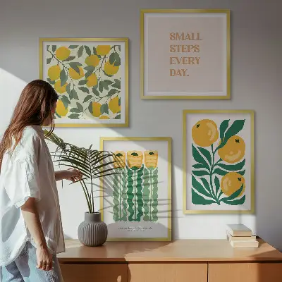 Multi-piece wall art set with floral plant patterns