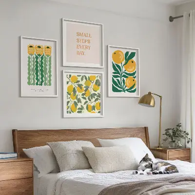 Multi-piece wall art set with floral plant patterns