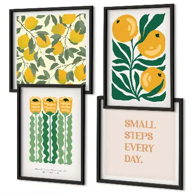 Multi-piece wall art set with floral plant patterns