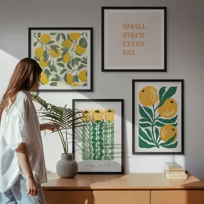 Multi-piece wall art set with floral plant patterns