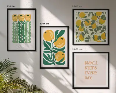 Multi-piece wall art set with floral plant patterns