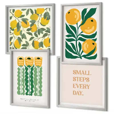 Multi-piece wall art set with floral plant patterns