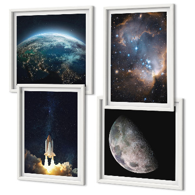Wall art set Space Earth rocket galaxy