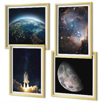 Wall art set Space Earth rocket galaxy