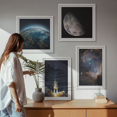 Wall art set Space Earth rocket galaxy