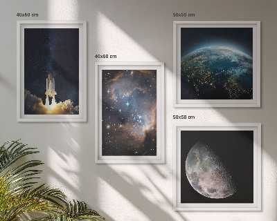 Wall art set Space Earth rocket galaxy