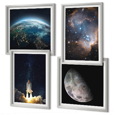 Wall art set Space Earth rocket galaxy