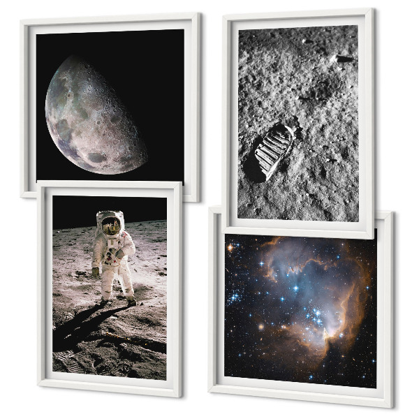 Multi-piece wall decor set Astronaut Moon trail photo