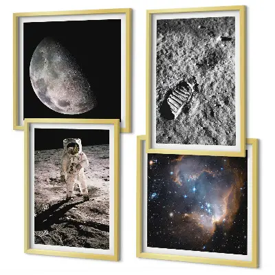 Multi-piece astronaut moon trail wall decor set photographic wall art