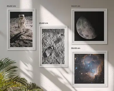 Multi-piece astronaut moon trail wall decor set photographic wall art