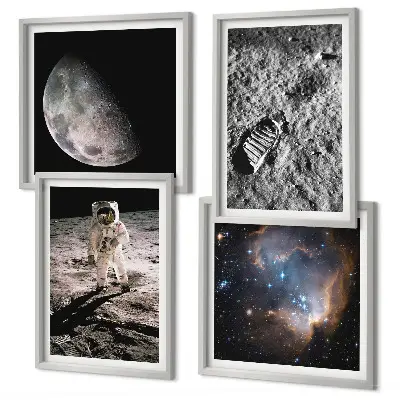 Multi-piece astronaut moon trail wall decor set photographic wall art