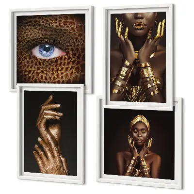 Wall art set with artistic portraits of women