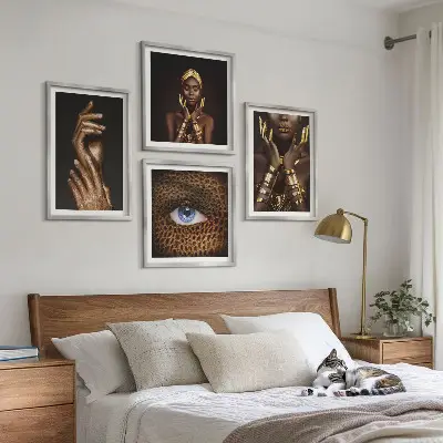 Wall art set with artistic portraits of women