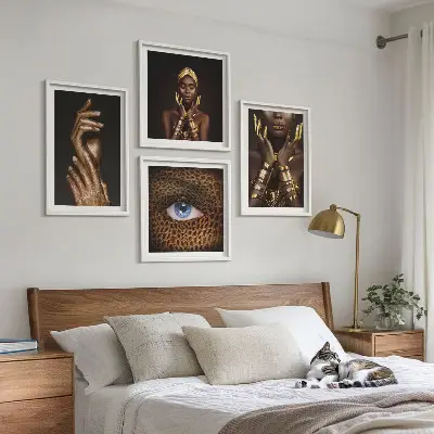 Wall art set with artistic portraits of women