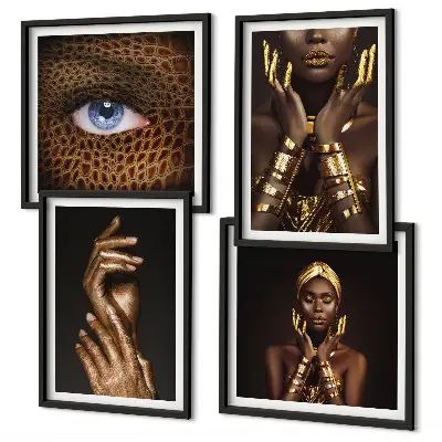Wall art set with artistic portraits of women