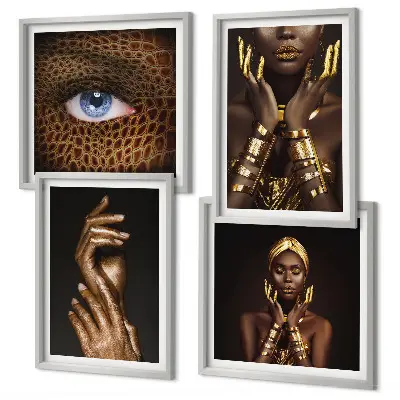 Wall art set with artistic portraits of women