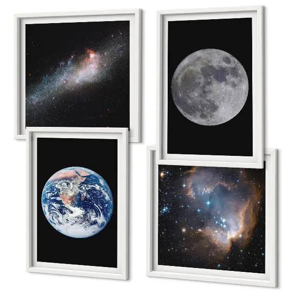 Multi-piece wall decor set space galaxy moon theme