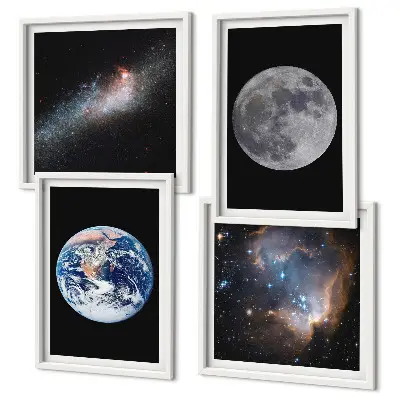 Multi-piece wall decor set space galaxy moon theme