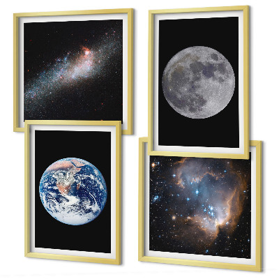Multi-piece wall decor set Space galaxy moon