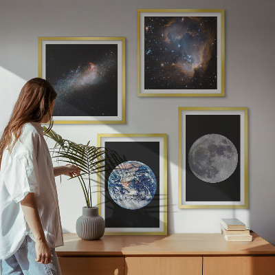 Multi-piece wall decor set Space galaxy moon