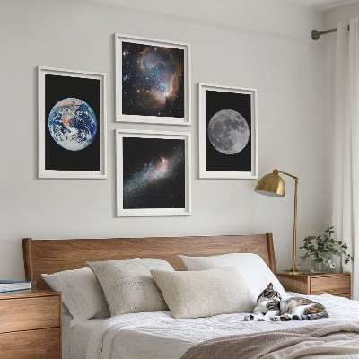 Multi-piece wall decor set Space galaxy moon