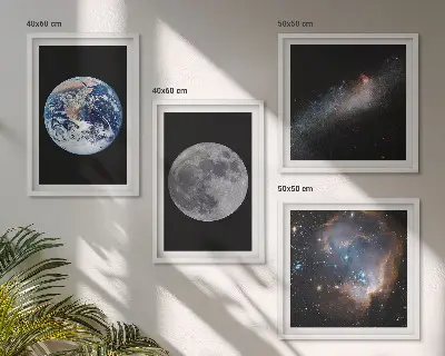 Multi-piece wall decor set space galaxy moon theme