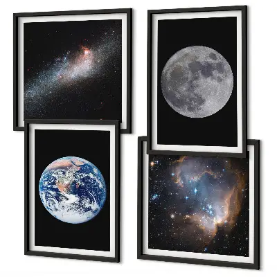 Multi-piece wall decor set space galaxy moon theme