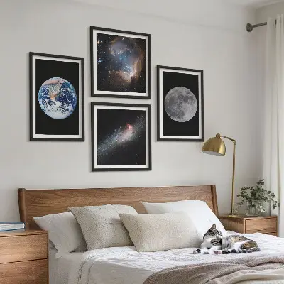 Multi-piece wall decor set space galaxy moon theme