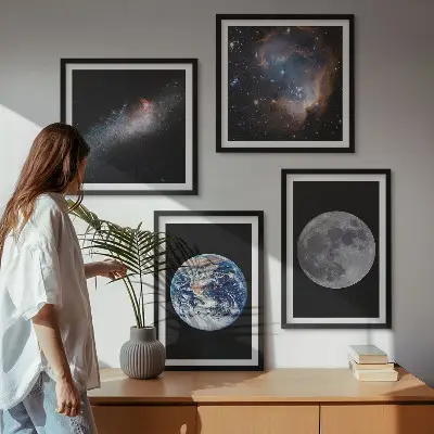 Multi-piece wall decor set space galaxy moon theme