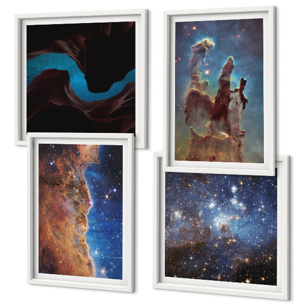 Wall art set Space landscapes of galaxies