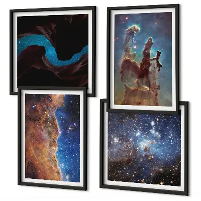 Wall art set featuring space landscapes of galaxies