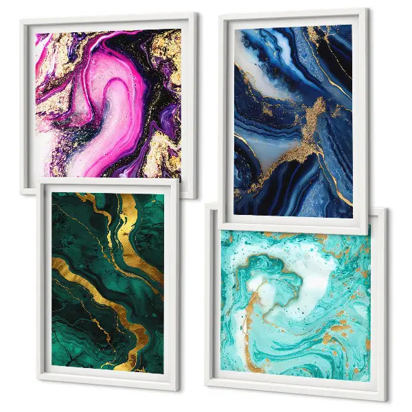 Multi-piece wall decor set abstract patterns in pink green and blue