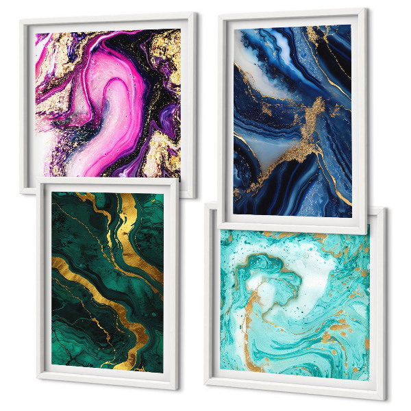 Multi-piece wall decor set Abstract patterns of pink, green, blue