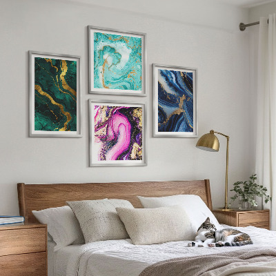 Multi-piece wall decor set Abstract patterns of pink, green, blue