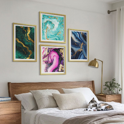Multi-piece wall decor set Abstract patterns of pink, green, blue