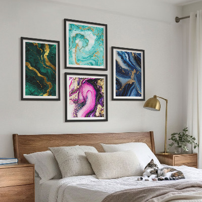 Multi-piece wall decor set Abstract patterns of pink, green, blue