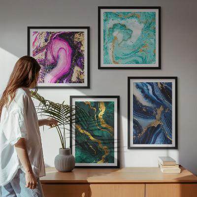 Multi-piece wall decor set Abstract patterns of pink, green, blue