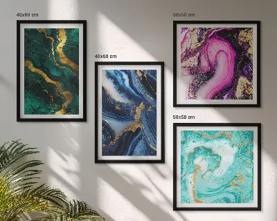 Multi-piece wall decor set abstract patterns in pink green and blue