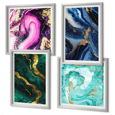 Multi-piece wall decor set Abstract patterns of pink, green, blue