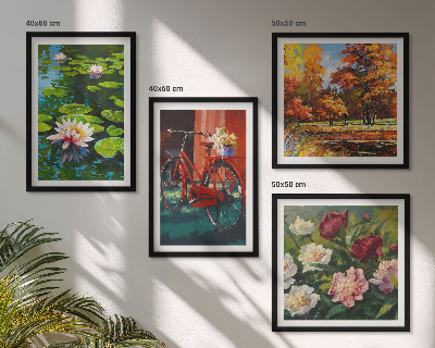 Wall art set Water lilies bicycle flowers