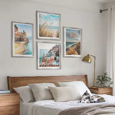 Set of 4 wall art pieces Landscapes beach city cliffs