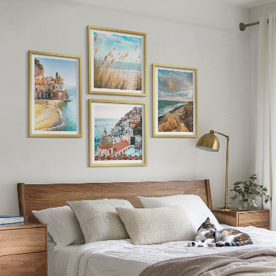 Set of 4 wall art pieces Landscapes beach city cliffs