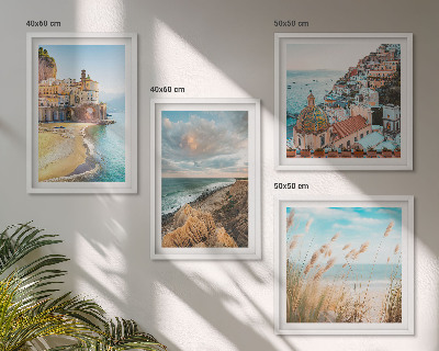 Set of 4 wall art pieces Landscapes beach city cliffs