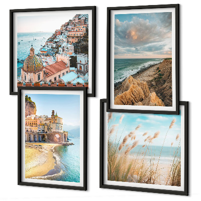 Set of 4 wall art pieces Landscapes beach city cliffs